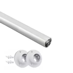 Image of Moderix Wardrobe Rail for LED Strip Hanging Rail 2m Free End Supports & Screws,