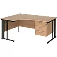 Image of Dams International Left Hand Ergonomic Desk MCM16ELP3KB 1,600 x 1,200 x 725 mm