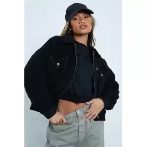 Image of I Saw It First Black Borg And Denim Jacket - Black