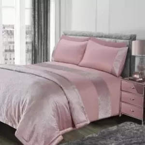 Image of Sienna Glitter Super King Duvet Cover With Pillow Case Sparkle Velvet Bedding Set Blush Pink