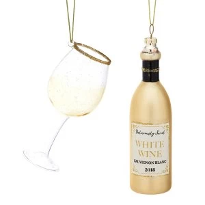 Image of Sass & Belle (Set of 2) Christmas Cheer White Wine and Glass Shaped Bauble