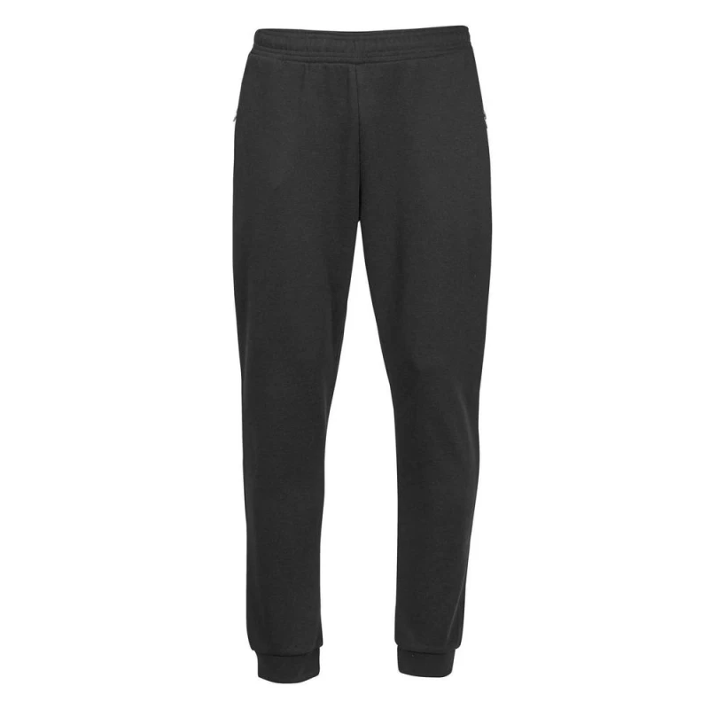 Image of TEE JAYS Mens Ribbed Interlock Jogging Bottoms in Black Size: Small Black Male S