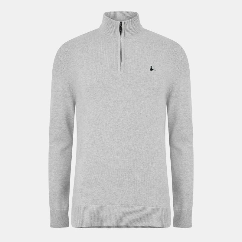 Image of Jack Wills Jack Funnel Neck Half Zip Jumper Men Lt Ash Marl male XS