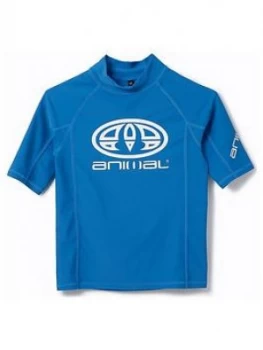 Image of Animal Boys Hiltern Short Sleeve Rash Vest - Blue