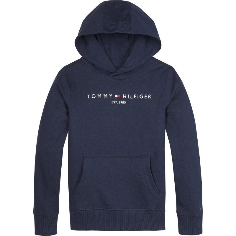 Image of Tommy Hilfiger Logo Hoodie Navy C87 unisex 8Y