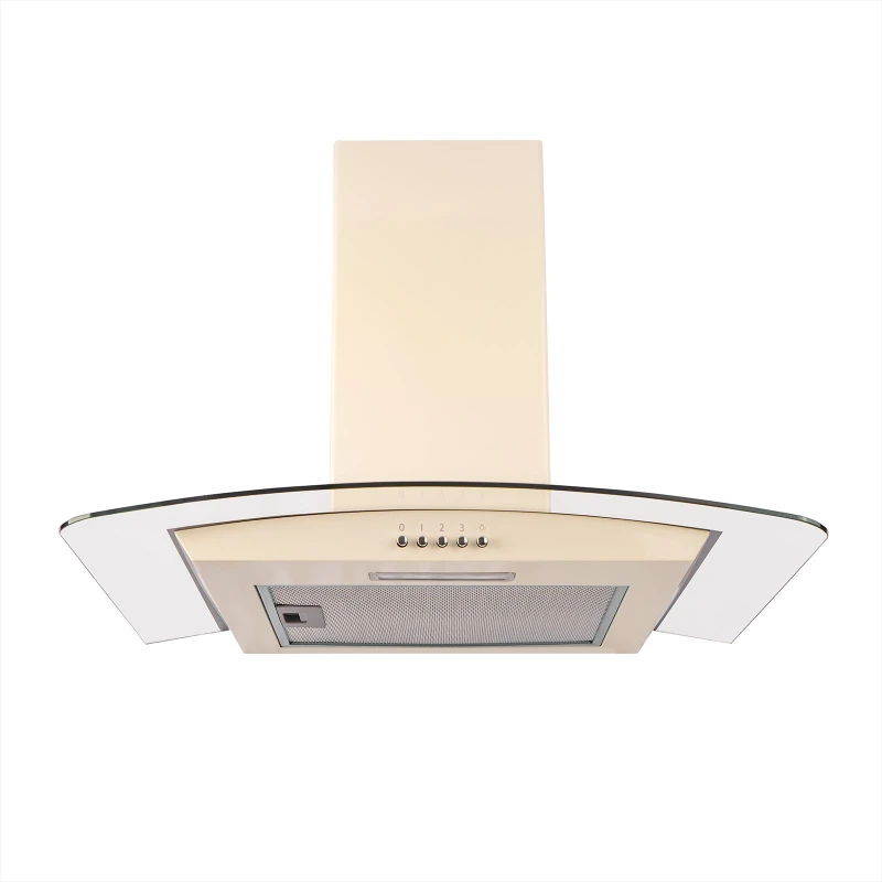 Image of SIA 60cm Cream Curved Glass Chimney Cooker Hood Extractor Fan - CGH60CR Nude
