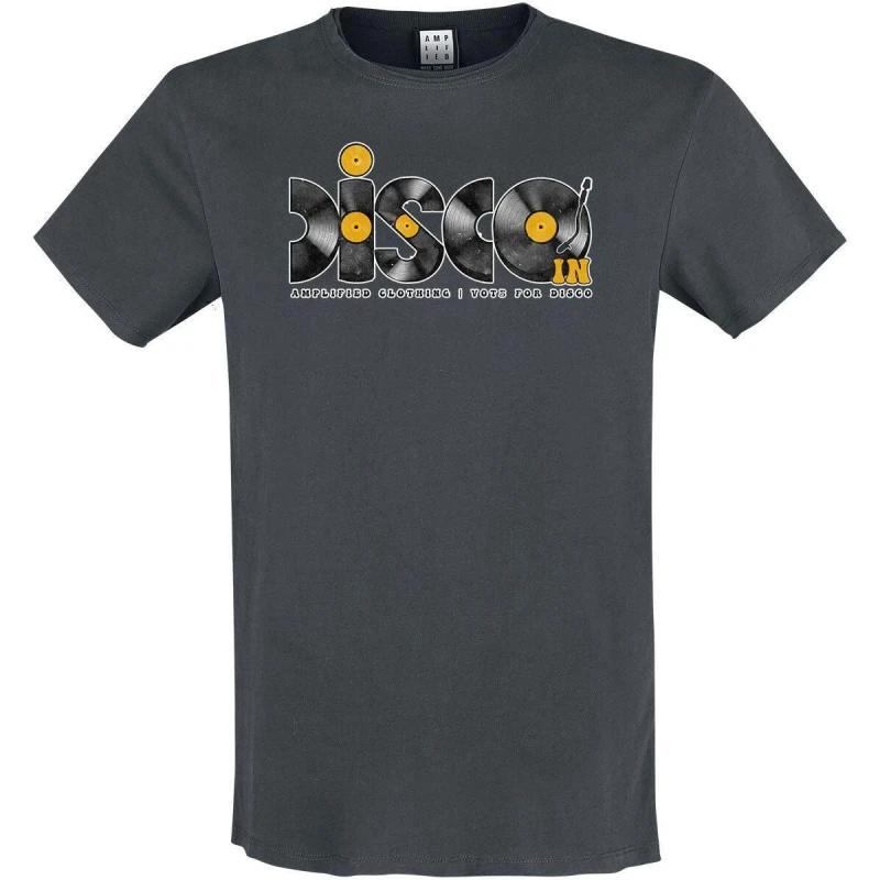 Image of Amplified Amplified Men Discs Disco T-Shirt in Charcoal Size: Small Charcoal S Male 5063470409068