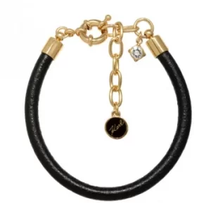 Image of Ladies Karl Lagerfeld Gold Plated Leather Charm Bracelet
