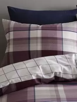 Image of Catherine Lansfield Check Brushed Pillowcase Pair In Plum