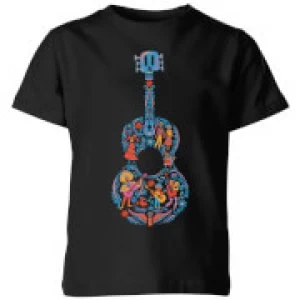 Image of Coco Guitar Pattern Kids T-Shirt - Black - 3-4 Years