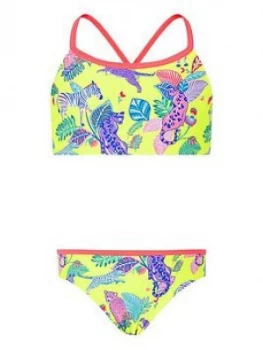 Image of Accessorize Girls Recycled Wild Jungle Print Bikini - Multi