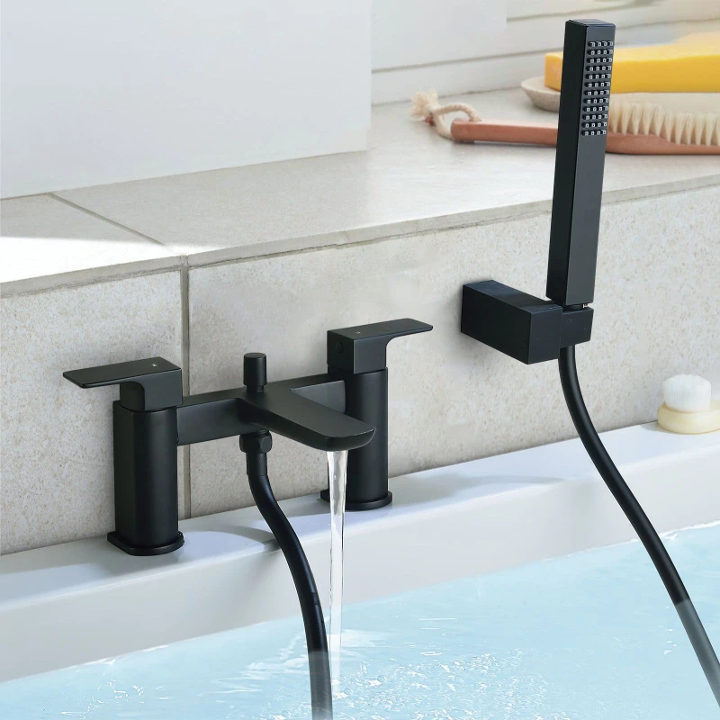 Image of Nes Home Matte Black Modern Bathroom Bath Shower Mixer Tap Black Unisex