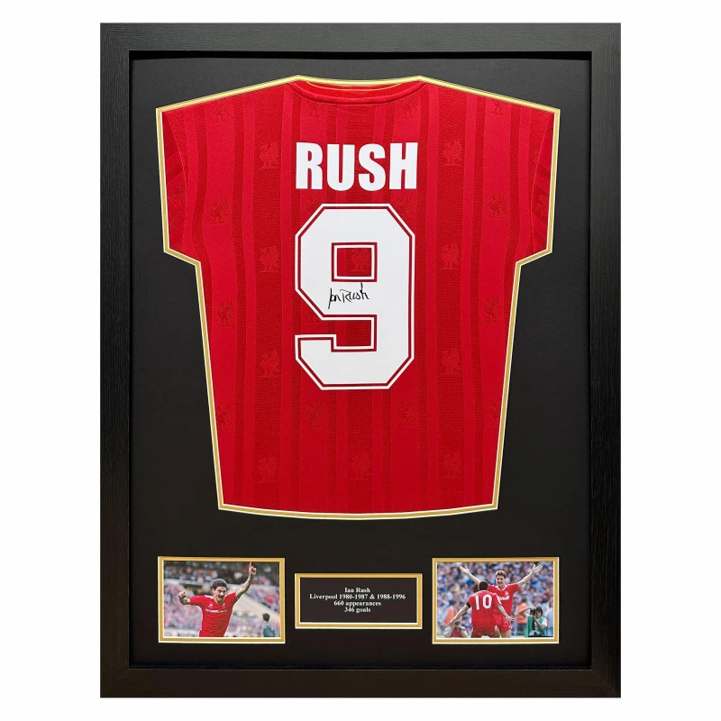 Image of AllStarSignings Ltd Ian Rush signed and framed Liverpool shirt Red unisex One Size