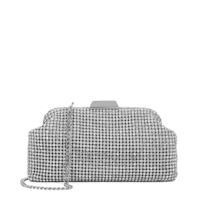 Image of Dune London Womens Blingish Embellished Multiway Straps Clutch Bag Silver female One Size