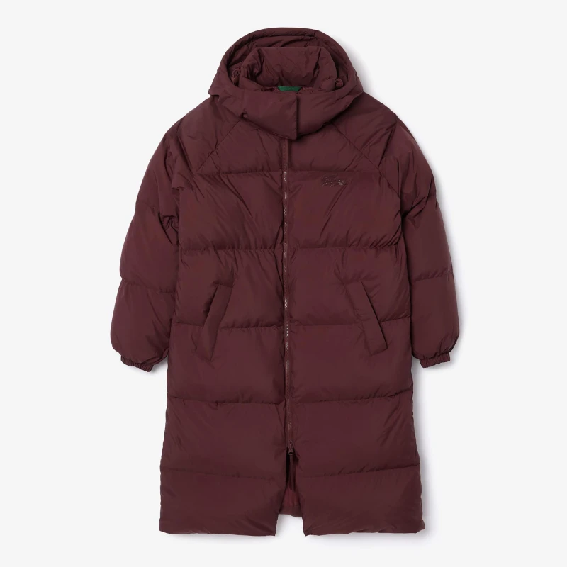 Image of Lacoste Long Oversized Down Jacket Brown female 12