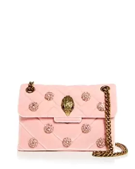 Image of Kurt Geiger London Mini Kensington Embellished Velvet Shoulder Bag