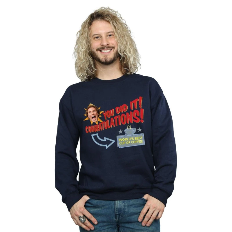 Image of Elf Elf Men World's Best Coffee Sweatshirt in Navy Size: Small Navy S Male 5057736090312