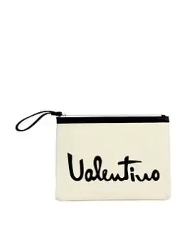 Image of Valentino Bags Valentino Vacation Re Canvas Pouch/ Clutch- Natural, Beige, Women