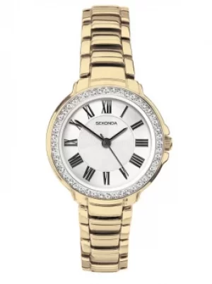 Image of Sekonda Ladies Classic Gold Plated Stone Set Bracelet Watch 2778