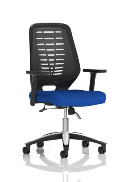 Image of Relay Relay Task Operator Chair Bespoke Colour Black Back Stevia Blue With Height Adjustable Arms KCUP2067