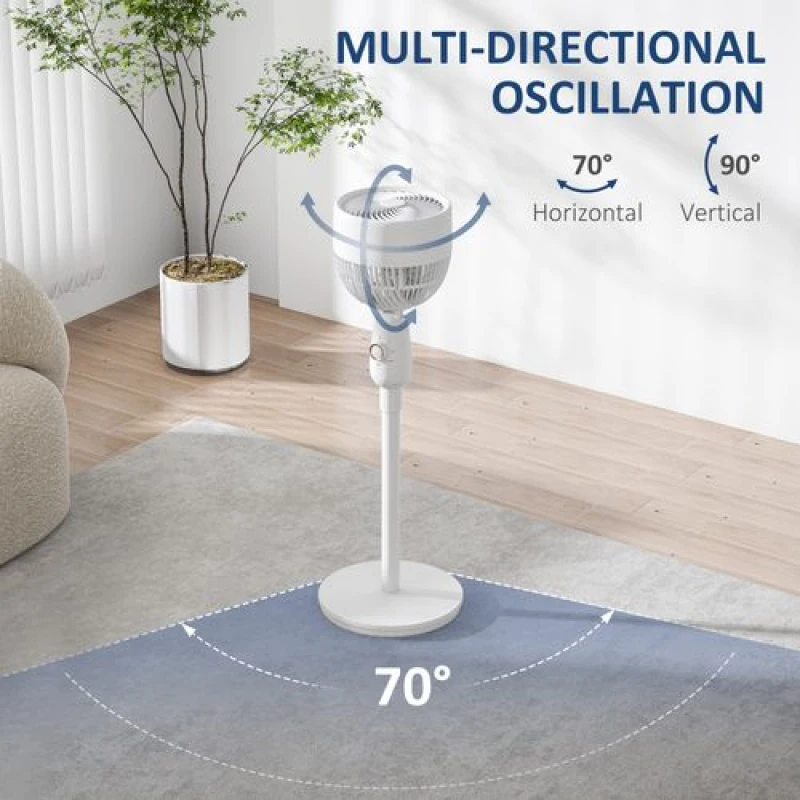Image of HOMCOM Pedestal Fan for Bedroom, Powerful Air Circulator with 3 Speed, White 824-110V70WT