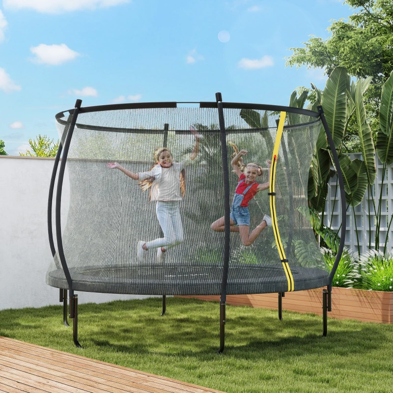 Image of SPORTNOW 8ft Trampoline with Enclosure Net and Spring Cover, Black Black