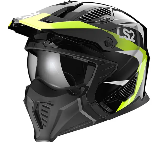 Image of LS2 OF606 Drifter Triality H-V Yellow 06 Offroad Helmet Size M