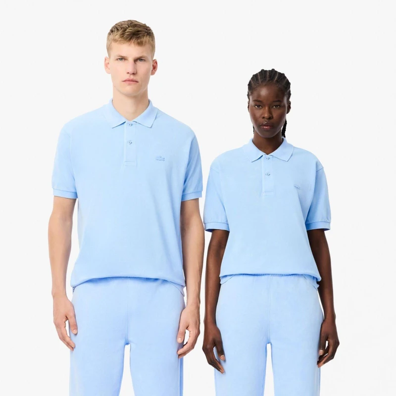 Image of Lacoste Classic Fit L.12.12 Washed Effect Polo Shirt Light Blue male 2XS