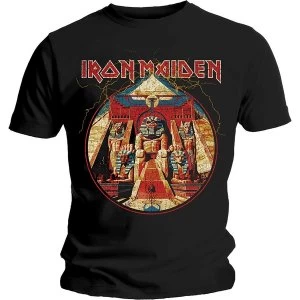 Image of Iron Maiden - Powerslave Lightning Circle Unisex Small T-Shirt - Black