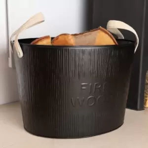Image of Snug - Fireside Spruce Black Embossed Firewood Bucket Black