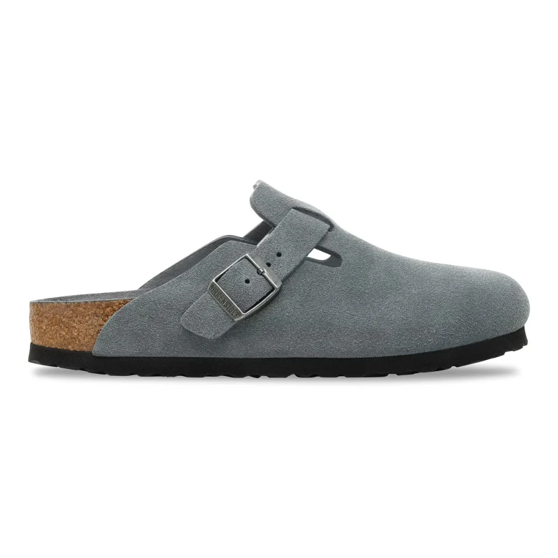 Image of Birkenstock Suede leather sandals Birkenstock Boston Gris Unisex 39 Etroit