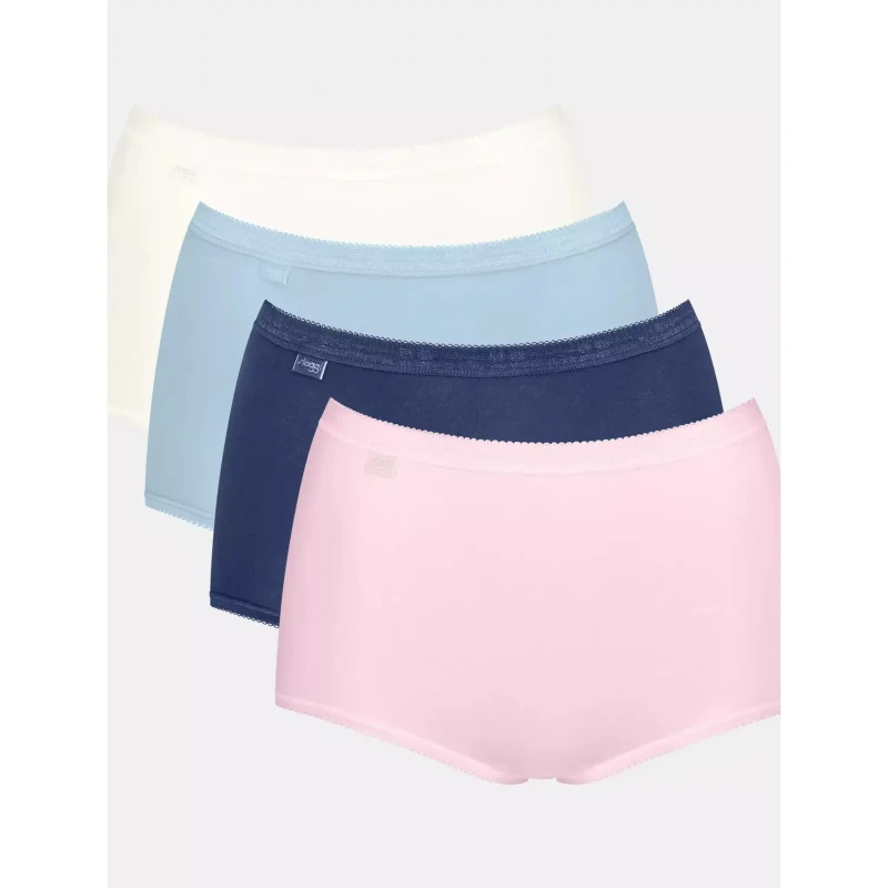 Image of Sloggi Basic+ Maxi Briefs in A Set of 4 Navy+Sky Blue+White+Pink Women 12;14;16;18;20;22;24;26;28