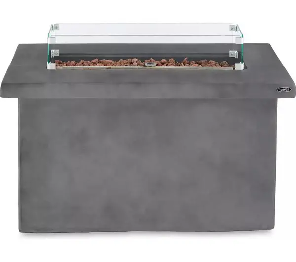 Image of TOWER Magna Rectangular T978529 Portable Gas Fire Pit - Grey 5056462326948