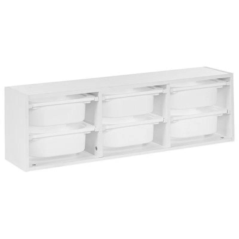 Image of Beliani Wall Shelf With Storage Boxes Tobin White