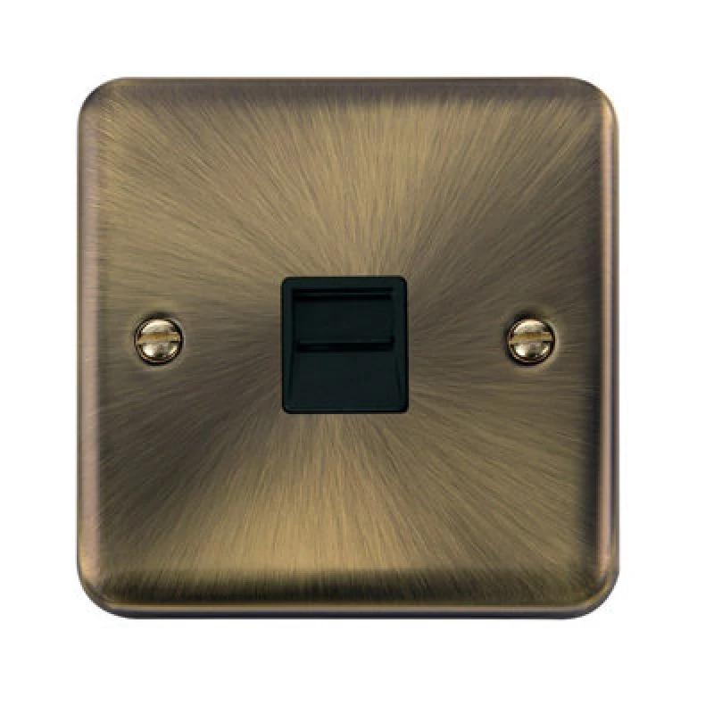 Image of SE Home Curved Antique Brass Secondary Telephone Single Socket Gold