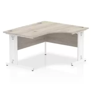 Image of Impulse 1400mm Right Crescent Desk Grey Oak Top White Cable Managed Leg