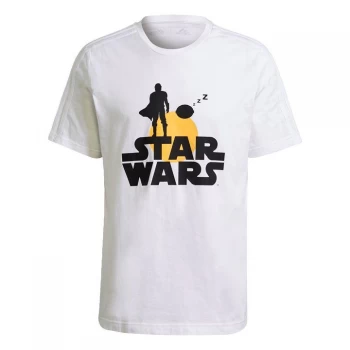 Image of adidas x Star Wars: The Mandalorian Graphic T-Shir - White / Black