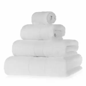 Image of HOMESCAPES Turkish Cotton White Bath Towel Set - White