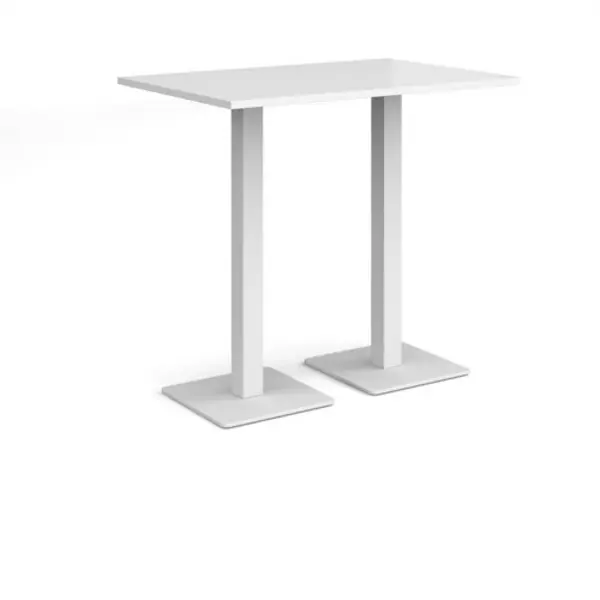 Image of Brescia Brescia rectangular poseur table with flat square white bases 1200mm x 800mm - white White BPR1200-WH-WH