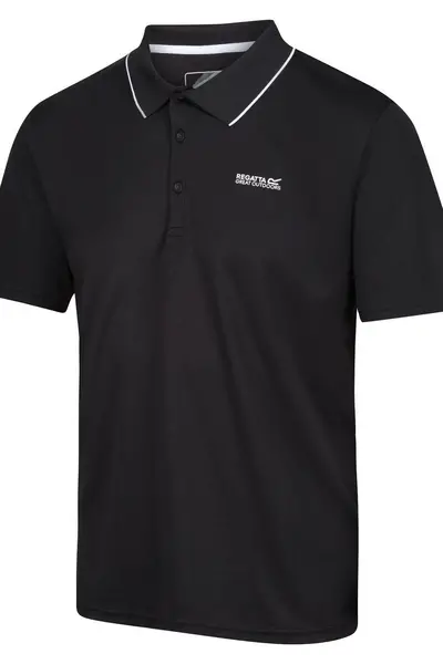 Image of Regatta Quick-Dry Polyester 'Maverik V' Short Sleeve Polo Shirt Black