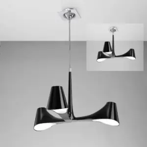 Image of Ora Convertible Telescopic Semi-Ceiling Light 3 Bulbs E27, shiny Black / white arylic / polished chrome