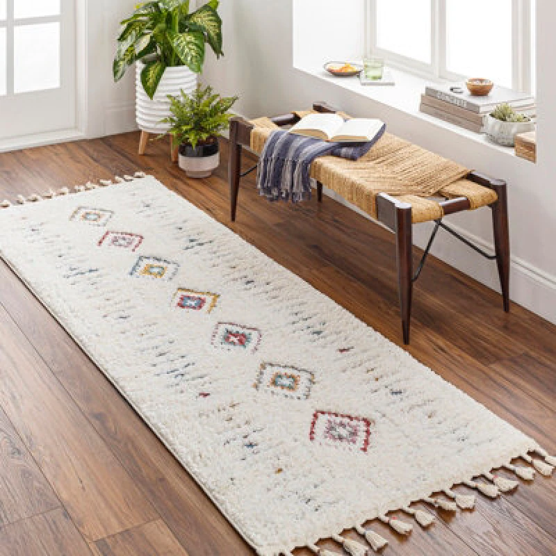 Image of Livabliss Shaggy Modern Boho Plush Pile Cream Ino Runner Rug 80 X 220 Cm - Easy Care, Non Shedding, Ideal For Hallway Or Beside The Bed