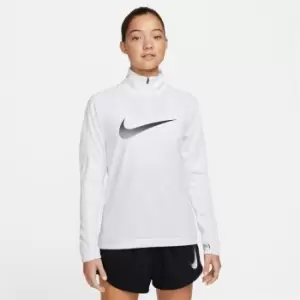 Image of Nike Dri-FIT Swoosh Womens Half-Zip Long Sleeve Top - White