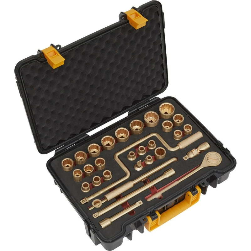Image of Loops 31 Piece Non-Sparking Socket Set - 1/2" Square Drive - Beryllium Copper Copper
