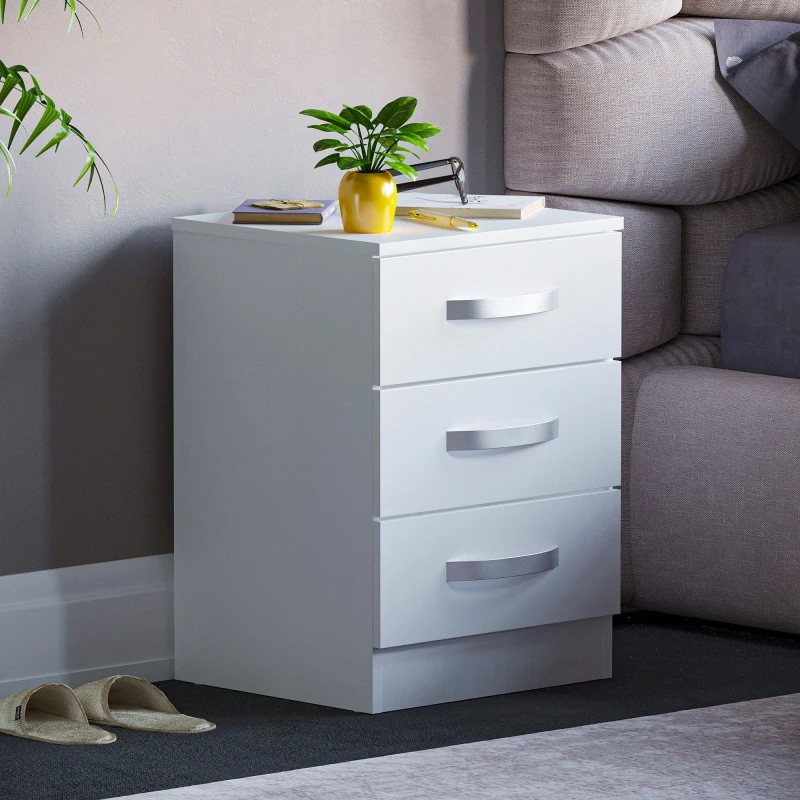 Image of Lassic Vida Designs Hulio 3 Drawer Bedside Cabinet White unisex 3 Drawer