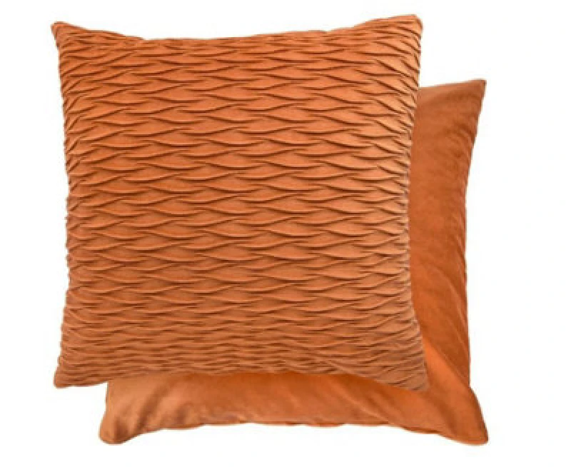 Image of New Edge Blinds Millie Collection Soft Velvet Cushion Cover in Orange Size: 43cm x 43cm Orange Unisex 43cm x 43 cm