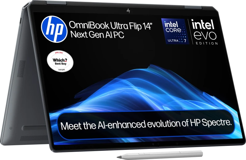 Image of HP OmniBook Ultra Flip 14-fh0006na 14" Next Gen AI Convertible Laptop - Core Ultra 7, Grey with Pen