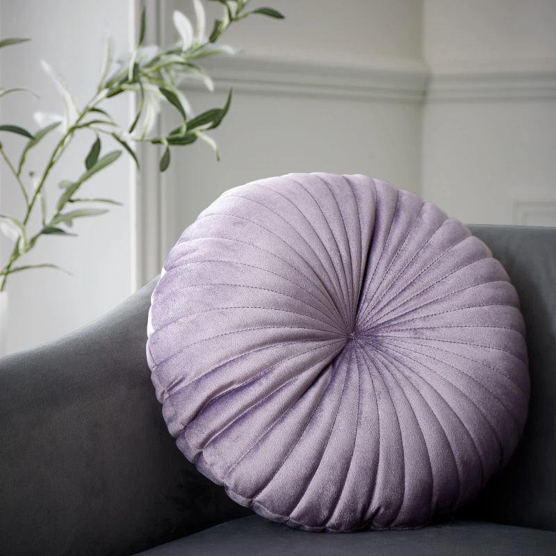Image of Catherine Lansfield Catherine Lansfield Round Velvet Cushion Lilac 40X40CM WB13305
