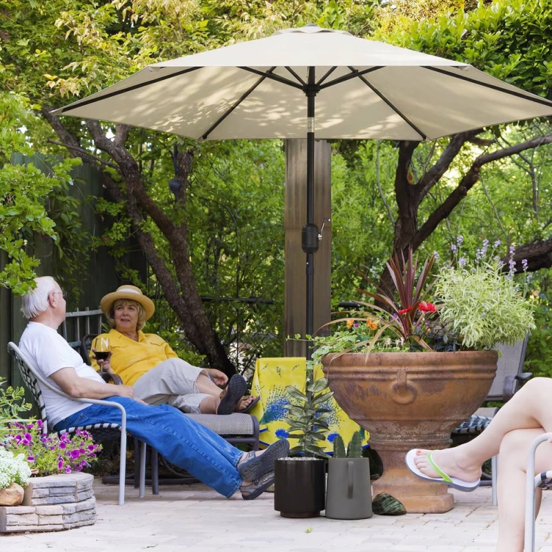 Image of OUTSUNNY 2.6M Garden Parasol Umbrella with Aluminium Pole, Tilt, Crank in Cream Size: 260cm x 100cm Cream Unisex 260cm x 100 cm