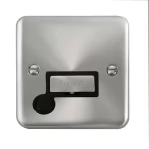 Image of Click Scolmore Deco Plus Satin Chrome 1 Gang Fused Connection Unit 13A With Black Ingot - DPSC550BK